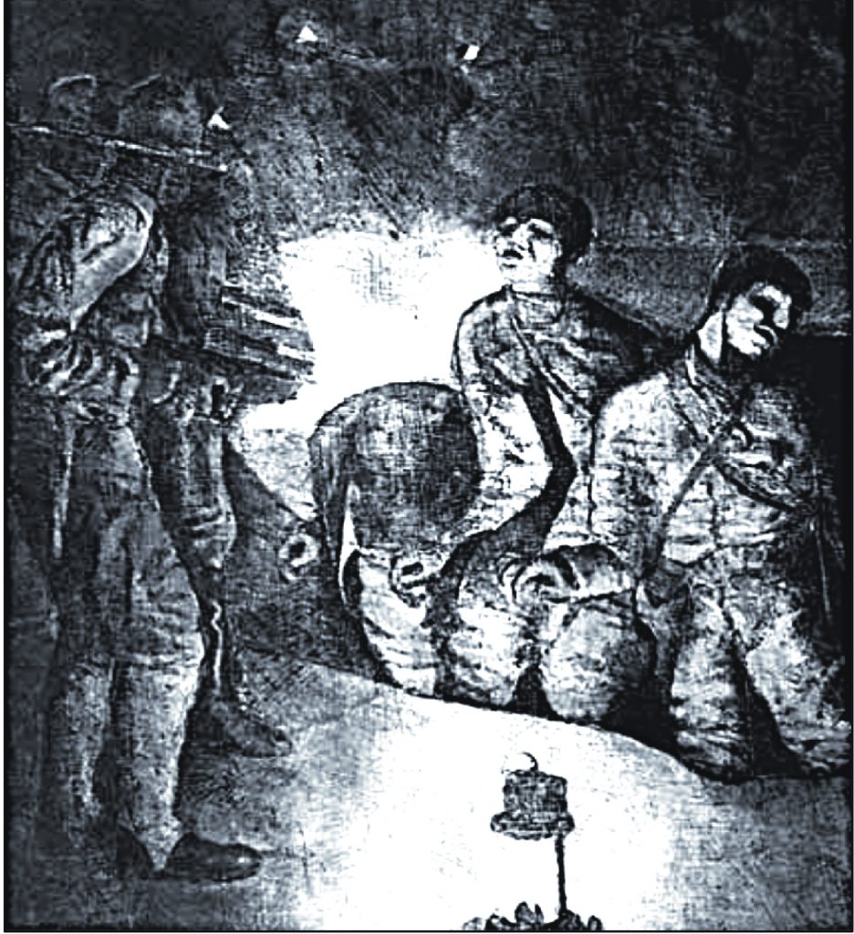 El asesinato de Sandino según la versión artística del pintor Armando Morales Sequeira. LA PRENSA / Cortesía de Nicolás López Maltez.