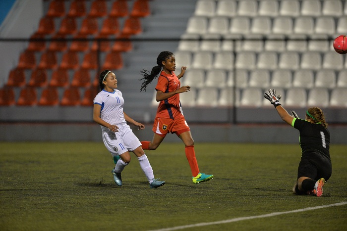 Jessenia Flores (11) marcó uno de los cinco goles de la Selección Nicaragüense de Futbol Femenino Sub-20 ante Belice, en la eliminatoria centroamericana que se juega en Estelí. LA PRENSA/JADER FLORES