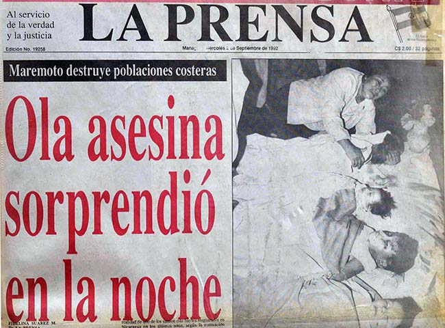 Maremoto en Nicaragua, Maremoto, Tsunami en Nicaragua,